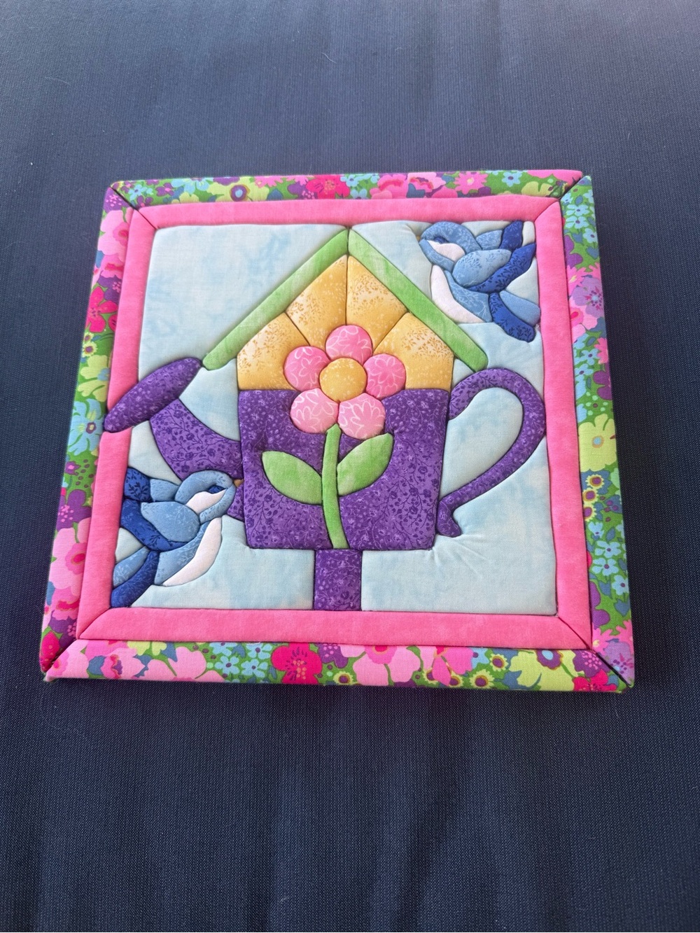 Homemade Birdhouse with BlueBirds QuiltMagic